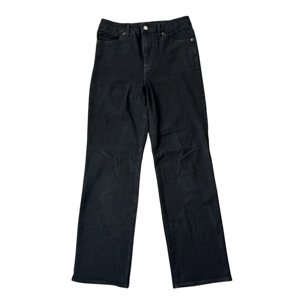 Express Women's Modern Straight Super‎ High Rise Black Stretch Jeans Size M